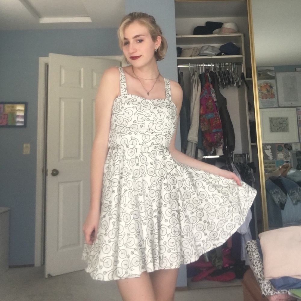 Bicycle Print 50s Style Dress